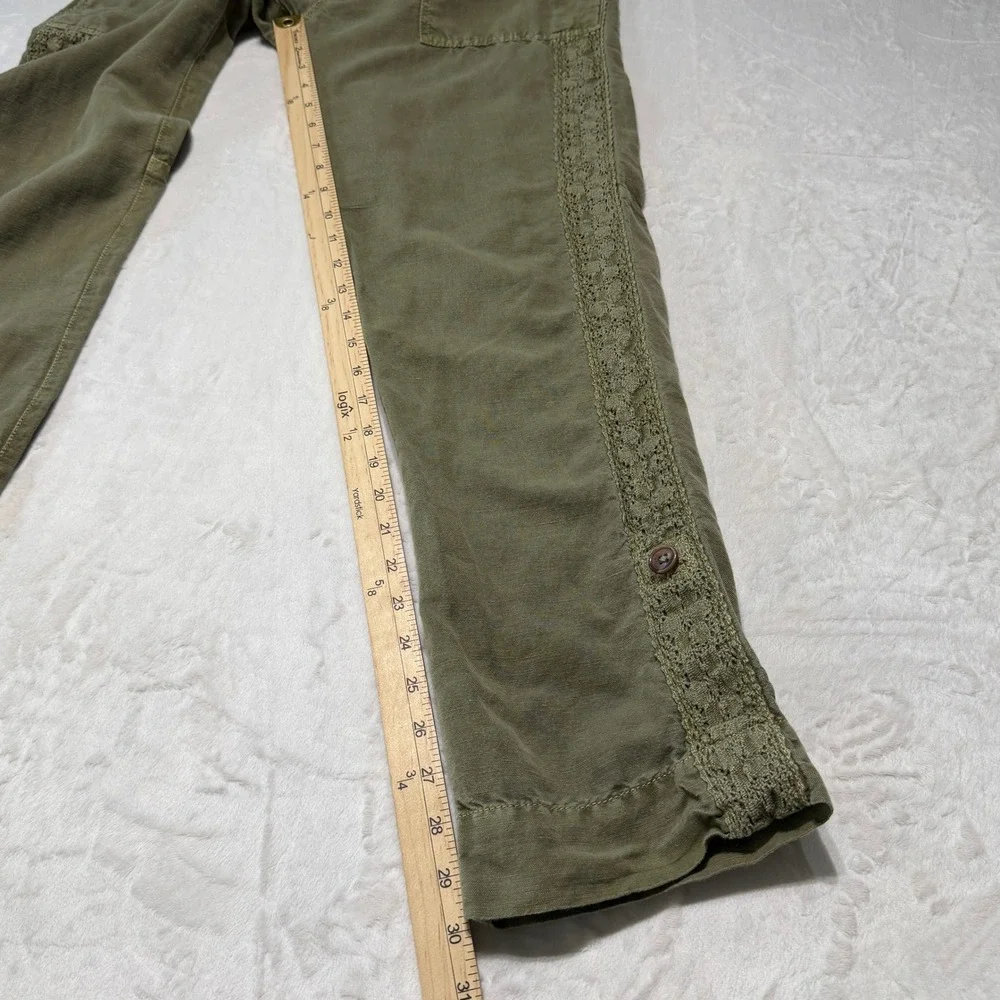 Sundance Linen Blend Boho Lace Trim Pants Size 4 Granola Coastal Grandmother